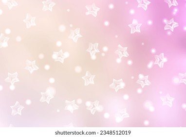 Light Pink, Yellow vector pattern with christmas stars. Decorative shining illustration with stars on abstract template. Best design for your ad, poster, banner.