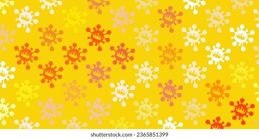 Patrón vectorial amarillo rosa claro con elementos coronavirus. Ilustración inteligente con signos cómodos en estilo decorativo. Fondo de escritorio para la protección de la salud.