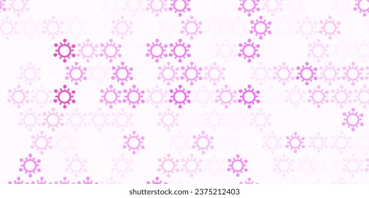 Light pink, yellow vector pattern with coronavirus elements. Simple design in abstract style with infection forms. Best design for quarantine events.