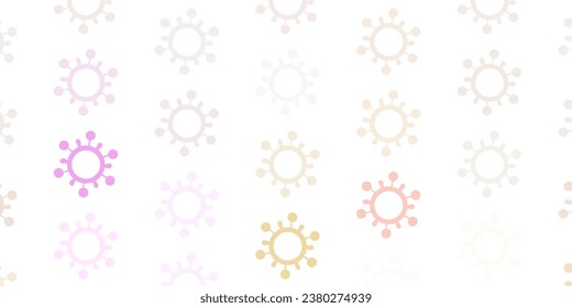 Light Pink, Yellow vector pattern with coronavirus elements. Colorful  gradient illness symbols in simple abstract style. Simple drawing against danger fever.