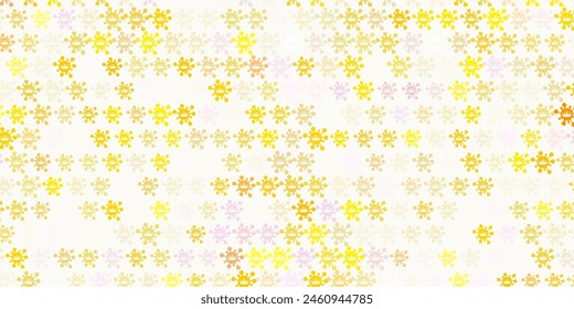 Light Pink, Yellow vector pattern with coronavirus elements. Smart illustration with covid signs in decorative style. Design for biohazard warning.