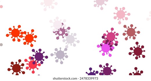 Light pink, yellow vector pattern with coronavirus elements. Simple design in abstract style with infection forms. Best design for quarantine events.