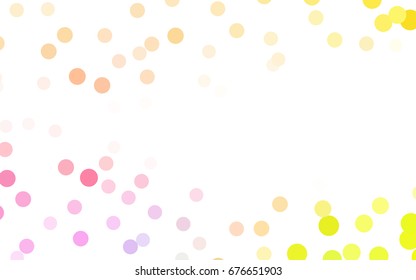 Light Pink, Yellow vector pattern with colored spheres. Geometric sample of repeating circles on white background in halftone style.