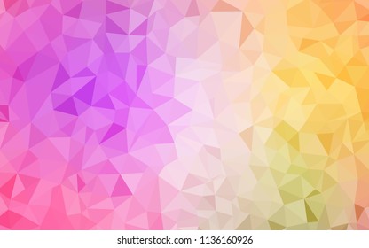 Light Pink, Yellow vector polygon abstract layout. Triangular geometric sample with gradient.  Triangular pattern for your design.