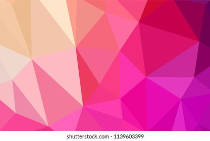 Light Pink, Yellow vector polygon abstract backdrop. Shining colorful illustration with triangles. Textured pattern for your backgrounds.