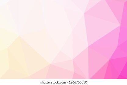 Light Pink, Yellow vector polygon abstract backdrop. Shining polygonal illustration, which consist of triangles. Template for cell phone's backgrounds.