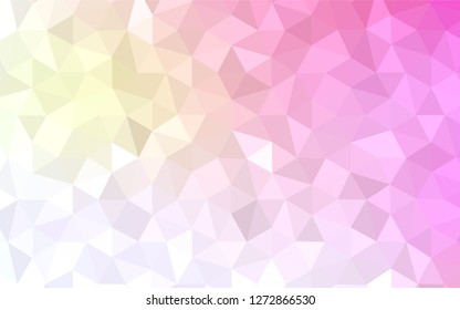 Light Pink, Yellow vector polygon abstract backdrop. Shining polygonal illustration, which consist of triangles. Template for cell phone's backgrounds.