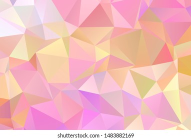 Light Pink, Yellow vector polygon abstract background. Glitter abstract illustration with an elegant triangles. A completely new design for your leaflet.