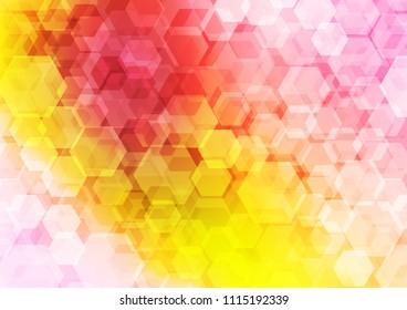 Light Pink, Yellow vector polygonal template. Geometric illustration in Origami style with gradient.  hexagonal pattern for your business design.