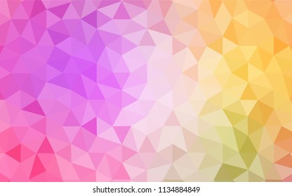 Light Pink, Yellow vector polygonal pattern. Geometric illustration in Origami style with gradient.  A new texture for your web site.