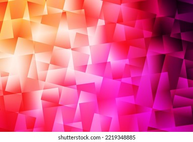 Fondo poligonal vector amarillo, rosa claro. Ilustración poligonal brillante, que consiste en triángulos. Diseño poligonal para su sitio web.
