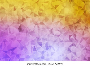 Light Pink, Yellow vector polygonal background. Shining polygonal illustration, which consist of triangles. A completely new design for your leaflet.