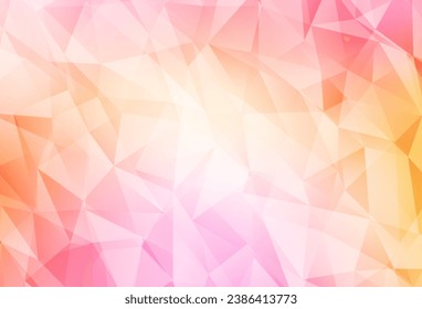 Hellrosa, gelbe, polygonale Vektorvorlage. Geometrische Abbildung im Origami-Stil mit Farbverlauf.  Dreiecksmuster für Ihr Design.