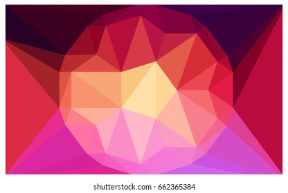 Light Pink, Yellow vector polygonal illustration, which consist of triangles with a gemstone in center. Triangular design of a huge diamond for your business. Creative geometric background of gems.