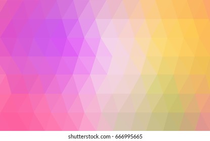 Light Pink, Yellow vector polygonal illustration, which consist of triangles. Triangular pattern for your business design. Geometric background in Origami style with gradient. 