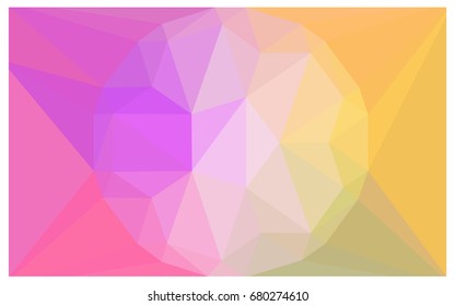 Light Pink, Yellow vector polygonal illustration, which consist of triangles with a gemstone in center. Triangular design of a huge diamond for your business. Creative geometric background of gems.