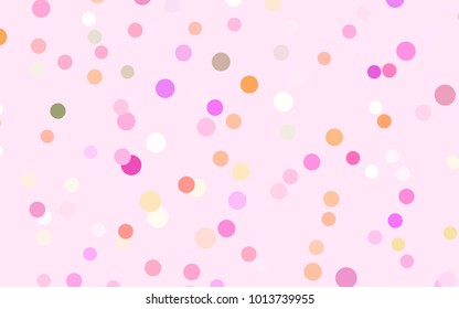 Light Pink, Yellow vector red pattern of geometric circles, shapes. Colorful mosaic banner. Geometric background with colored disks.