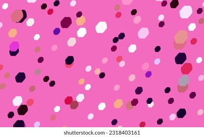 Light Pink, Yellow vector red banner with set of circles, dots. Donuts Background. Creative Design Template. Technological halftone illustration.