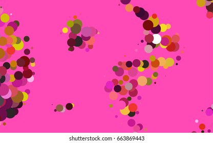 Light Pink, Yellow vector red pattern of geometric circles, shapes. Colorful mosaic banner. Geometric background with colored disks.
