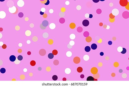 Light Pink, Yellow vector red banner with set of circles, dots. Donuts Background. Creative Design Template. Technological halftone illustration.