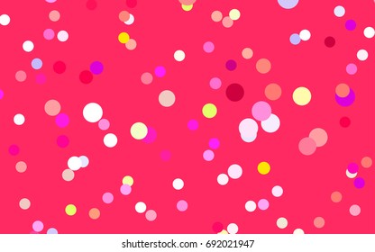 Light Pink, Yellow vector red banner with set of circles, dots. Donuts Background. Creative Design Template. Technological halftone illustration.