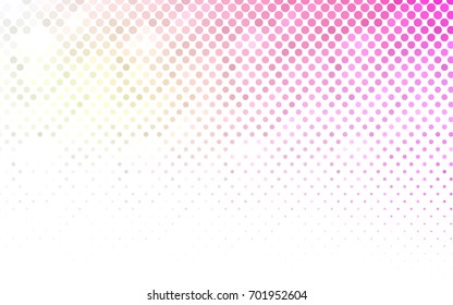 Light Pink, Yellow vector red banner with set of circles, dots. Donuts Background. Creative Design Template. Technological halftone illustration.