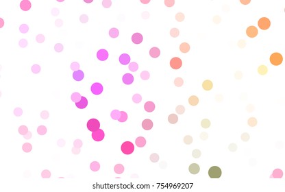 Light Pink, Yellow vector red pattern of geometric circles, shapes. Colorful mosaic banner. Geometric background with colored disks.