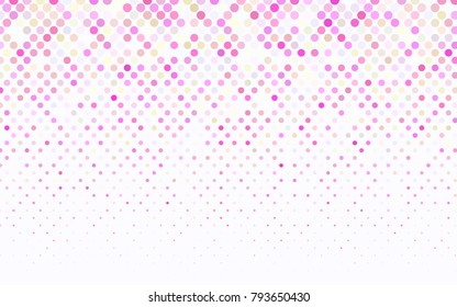 Light Pink, Yellow vector red banner with set of circles, dots. Donuts Background. Creative Design Template. Technological halftone illustration.