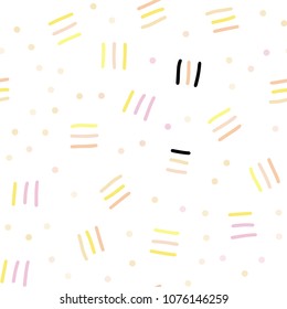 Light Pink, Yellow vector seamless texture with elements of lines. Decorative abstract design of repeating lines, circles. Pattern for design of window blinds, curtains.