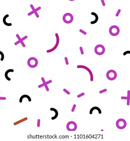 Light Pink, Yellow vector seamless cover with abstract shapes. Colorful seamless gradient with lines and signs of maths. Pattern for design of fabric, wallpapers.