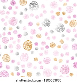Light Pink, Yellow vector seamless doodle blurred pattern. Sketchy doodles with flowers on blurred background. Doodle design can be used for your web site.