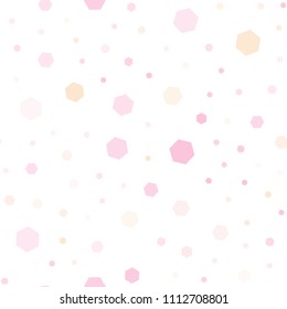 Light Pink, Yellow vector seamless cover with set of hexagons. Illustration with set of colorful hexagons. Pattern for texture of wallpapers.