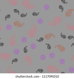 Light Pink, Yellow vector seamless natural artwork with leaves and flowers. Brand new colored illustration with leaves and flowers. Doodle design can be used for your web site.