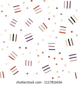 Light Pink, Yellow vector seamless background with lines, ovals. Decorative abstract design of repeating lines, circles. Template for business cards, websites.