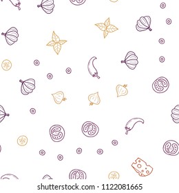 Light Pink, Yellow vector seamless pattern with fresh ingredients. Decorative shining illustration with food on abstract template. Pattern for ads of breakfast, lunch, dinner.