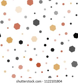 Light Pink, Yellow vector seamless backdrop with hexagons. Illustration of colored hexagons on white surface. Pattern can be used for landing pages.