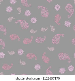 Light Pink, Yellow vector seamless natural backdrop with leaves and flowers. Colorful illustration in doodle style with leaves, flowers. A new texture for your wallpaper design.