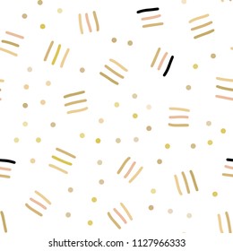 Light Pink, Yellow vector seamless cover with abstract shapes. Colorful seamless gradient with lines and signs of maths. Pattern for design of fabric, wallpapers.