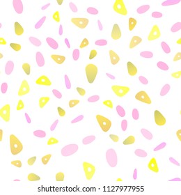 Light Pink, Yellow vector seamless layout with circles, lines. Glitter abstract illustration with spheres, triangular lines. Best design for your ad, poster, banner.
