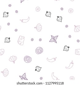Light Pink, Yellow vector seamless template with organic meal. Glitter abstract sketch with gourmet food. Design for ad, poster, banner of cafes or restaurants.