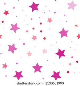 Light Pink, Yellow vector seamless layout with bright stars. Blurred decorative design in simple style with stars. The pattern can be used for new year ad, booklets.