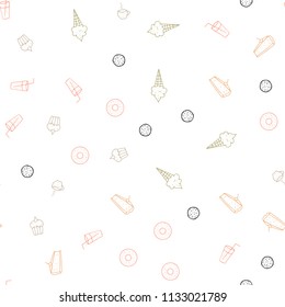 Light Pink, Yellow vector seamless layout with restaurant food. Fast Food on blurred abstract background with colorful gradient. Design for ad, poster, banner of cafes or restaurants.