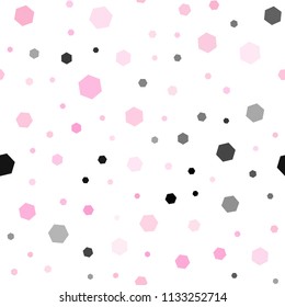 Light Pink, Yellow vector seamless cover with set of hexagons. Colorful hexagons on white backdrop. Pattern can be used for landing pages.