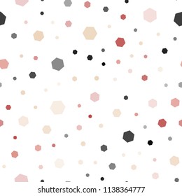 Light Pink, Yellow vector seamless background with hexagons. White background with colorful hexagons. Pattern for ads, leaflets.