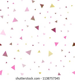 Light Pink, Yellow vector seamless background with triangles. Triangles on abstract background with colorful gradient. Pattern for busines ad, booklets, leaflets