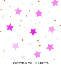 Light Pink, Yellow vector seamless texture with beautiful stars. Shining colored illustration with stars. The template can be used as a background.