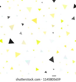 Light Pink, Yellow vector seamless layout with lines, triangles. Triangles on abstract background with colorful gradient. Pattern for busines ad, booklets, leaflets