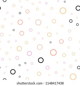 Light Pink, Yellow vector seamless texture with disks. Modern abstract illustration with colorful water drops. Pattern can be used for futuristic ad, booklets.