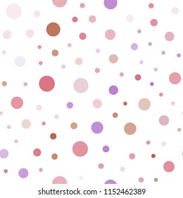 Light Pink, Yellow vector seamless background with bubbles. Blurred bubbles on abstract background with colorful gradient. Pattern for design of window blinds, curtains.