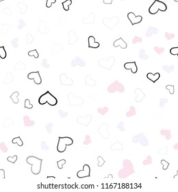 Light Pink, Yellow vector seamless texture with lovely hearts. Hearts on blurred abstract background with colorful gradient. Template for Valentine's greeting postcards.